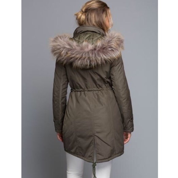 LAST 1️⃣ Olive Faux Fur Hooded Coat - Picture 3 of 7